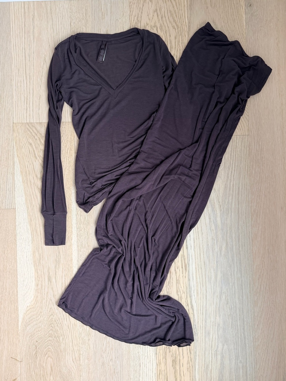 SKIMS Phoenix Set Long Sleeve V Neck Top and Maxi Skirt